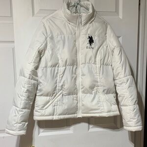 US Polo Assn White Puffer Jacket
